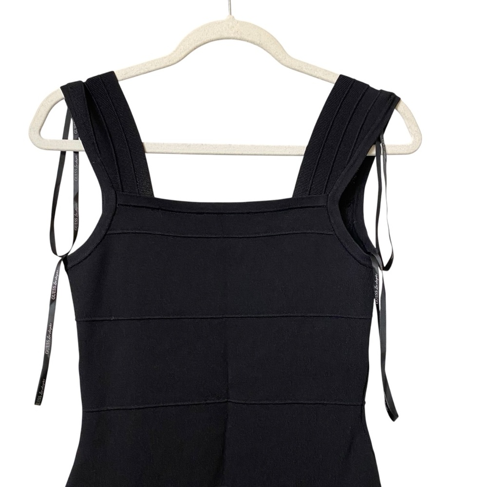 Guess LBD sweetheart neck black stretch structure bandage bodycon knit Dress 4 - Picture 9 of 12